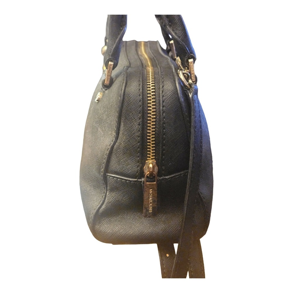 Michael Kors Bedford Mini Satchel Black Saffiano Leather Crossbody Bag Gold Tone - Picture 3 of 10